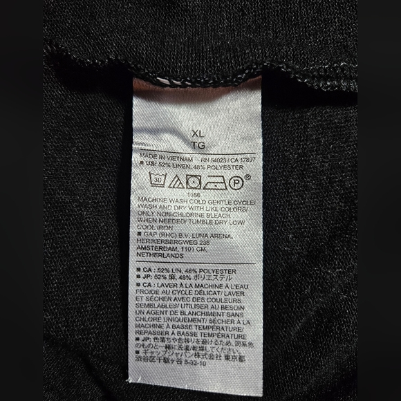 NWOT Banana Republic Factory Linen Blend Scoop V-neck Cap Sleeve Black Tee XL - Picture 5 of 5